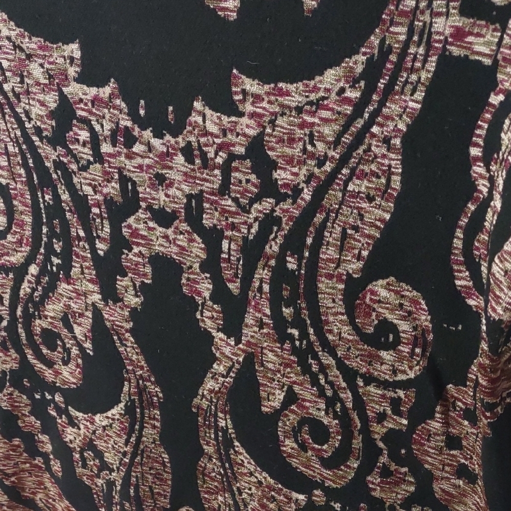 Free People Elegant Black and Wine Patterned Drees, Size S. - Picture 10 of 17